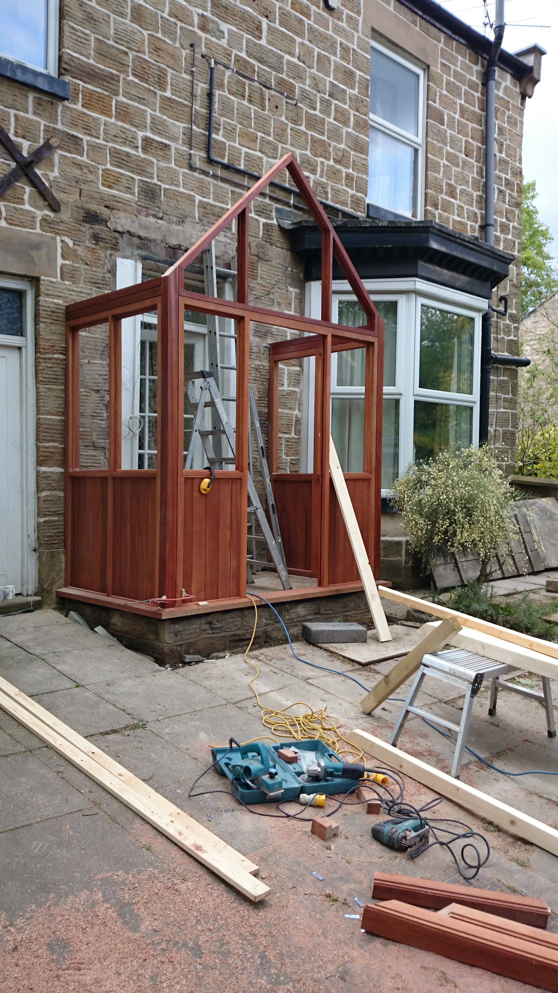 During construction of porch